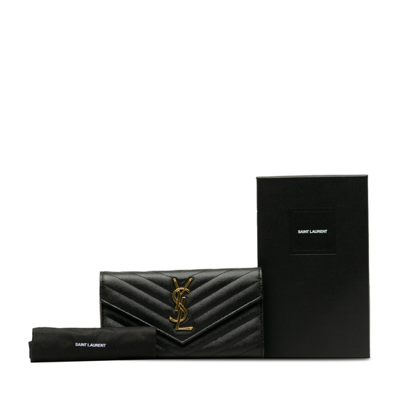 SAINT LAURENT Monogram Chevron Envelope Leather Wallet Long Wallets - Picture 10 of 10